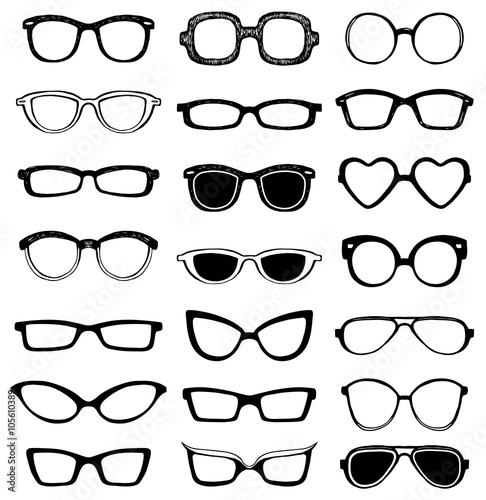 Drawn glasses vector set