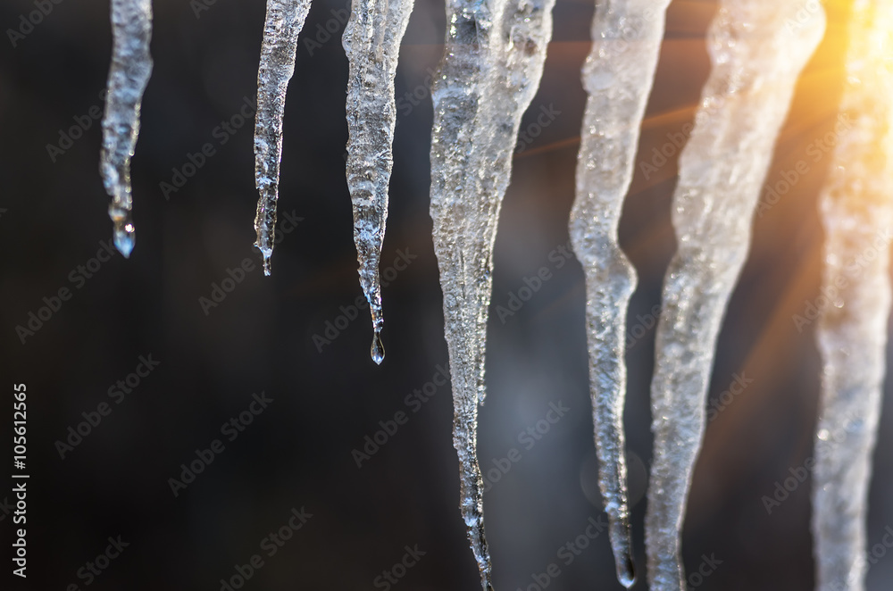 Icicles on a black background Icicles on a black background