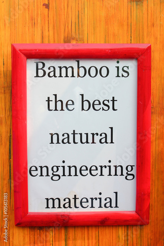 frame with quote on bamboo