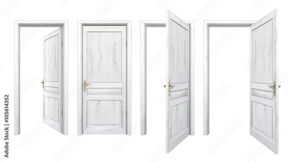 Collection of old wooden doors isolated on white Collection of old wooden doors isolated on white