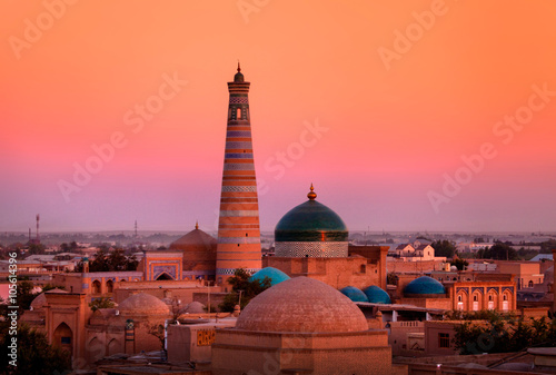 Minaret and madrassah of Islam- Hodge in the old Khiva 