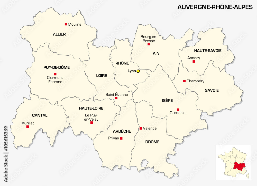 New French administrative region Auvergne-Rhone Alpes