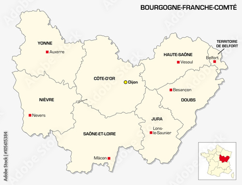 New French administrative region Bourgogne-Franche Comte
