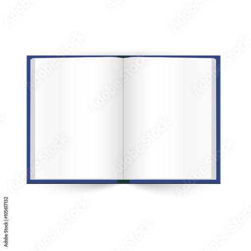 Opened book with white pages