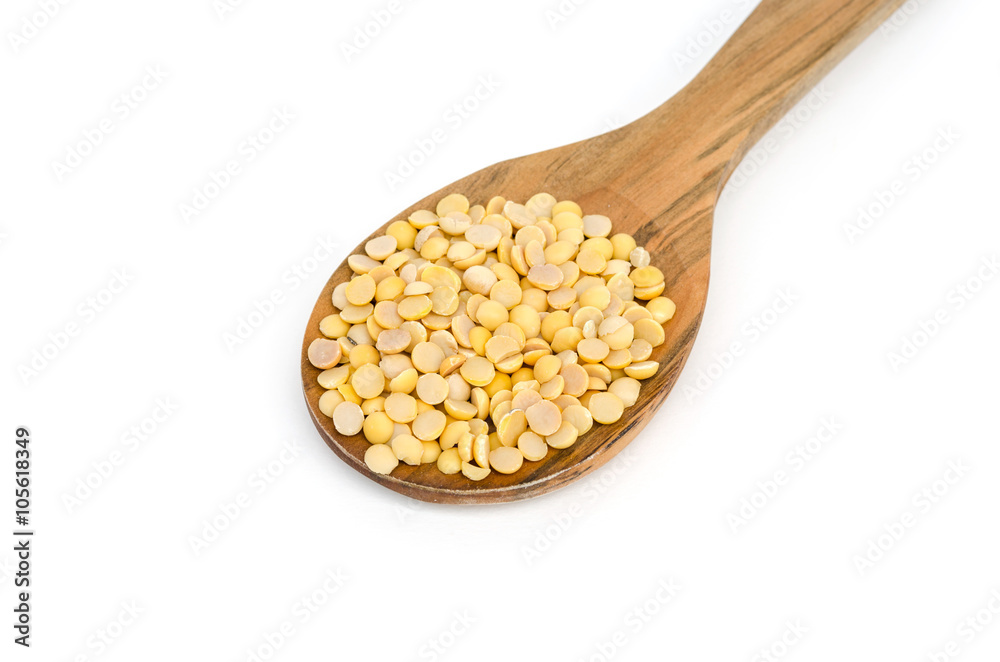 close up soy beans in spoon on white background close up soy beans in spoon on white background
