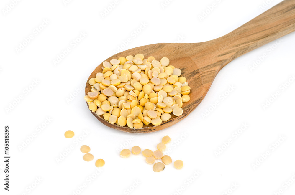 close up soy beans in spoon on white background close up soy beans in spoon on white background