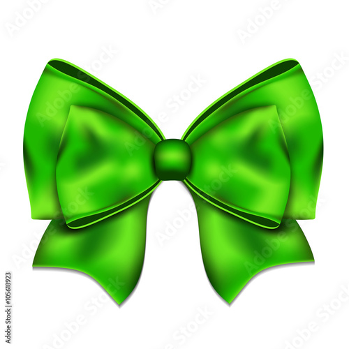 Freen silky bow on a white background