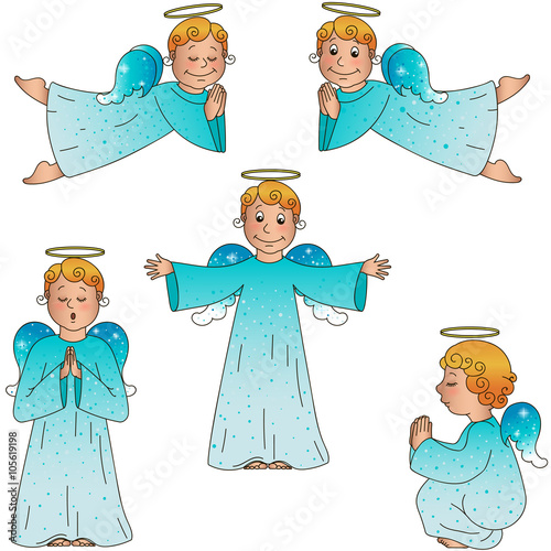 set of isolated cute little angels, vector format 