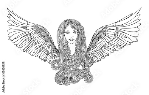 Beautiful Angel.Girl with waving hair