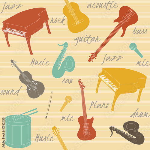 Seamless pattern with musical instruments