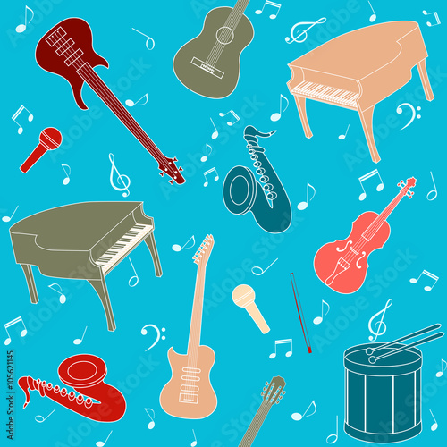 Seamless pattern with musical instruments