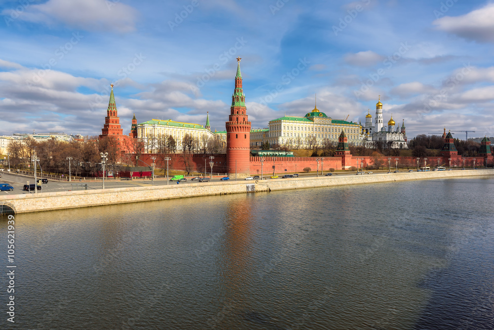 View of Moscow Kremlin and Moscow River, Russia