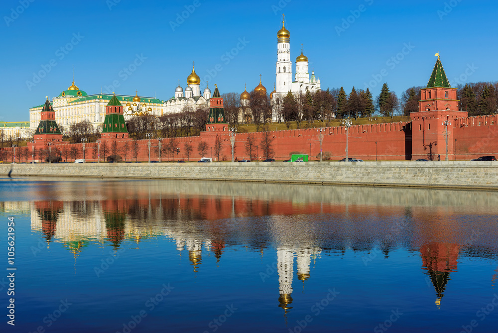 View of Kremlin in Moscow in a beautiful day, Russia View of Kremlin in Moscow in a beautiful day, Russia