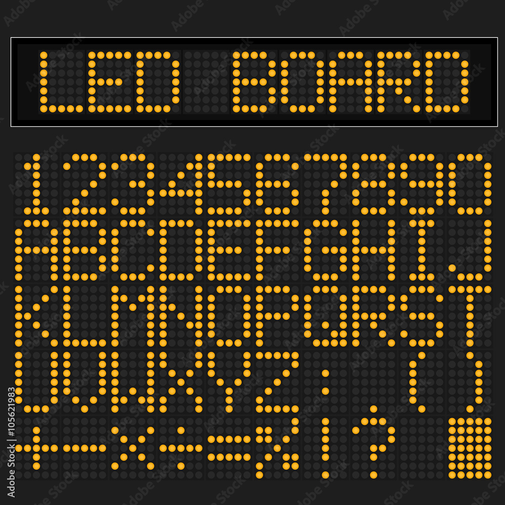 Orange LED digital font Orange LED digital font