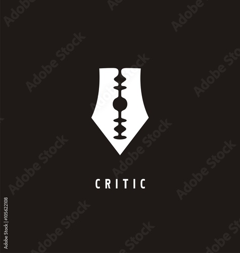 Creative symbol design with pen and razor shape in negative space