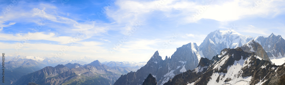 Panoramic landscape of the Mont Blanc