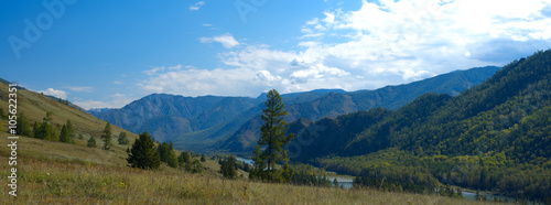 Panoramic mountain landscape in a summer day