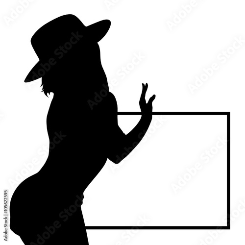 girl with hat silhouette illustration
