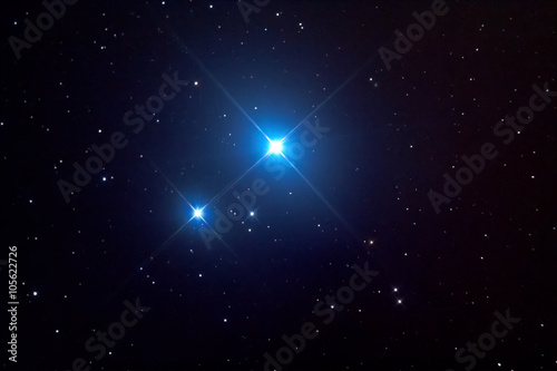 Mizar (double star) and Alcor (star) in Ursa Major constellation. Mizar (stella doppia) e Alcor (stella) nella costellazione dell'Orsa Maggiore.  photo