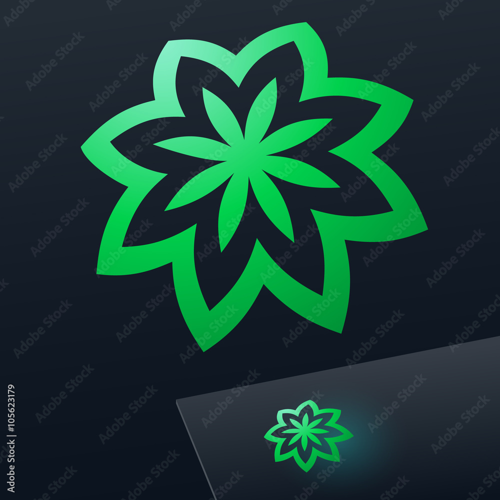 Abstract vector sign on dark Background. Logo for Ecology, Pharmacy, Cosmetic activity Abstract vector sign on dark Background. Logo for Ecology, Pharmacy, Cosmetic activity