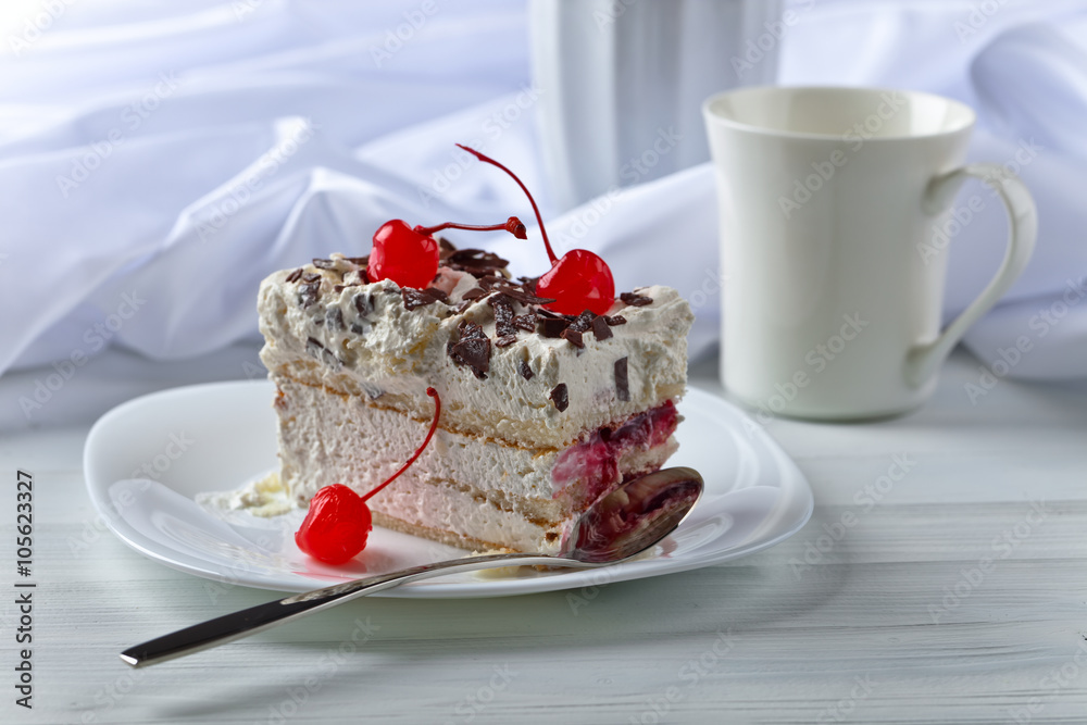 Homemade cake with cherries and chocolate Homemade cake with cherries and chocolate