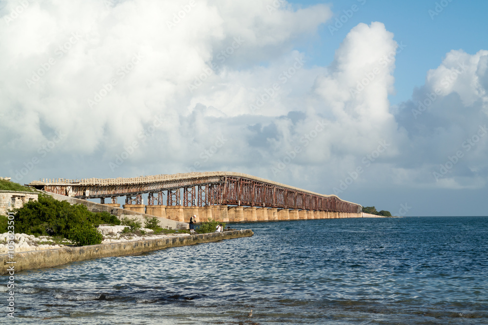 View of old Bahia Ronda Rail Bridge from Spanish Harbor Key, Florida Keys, USA