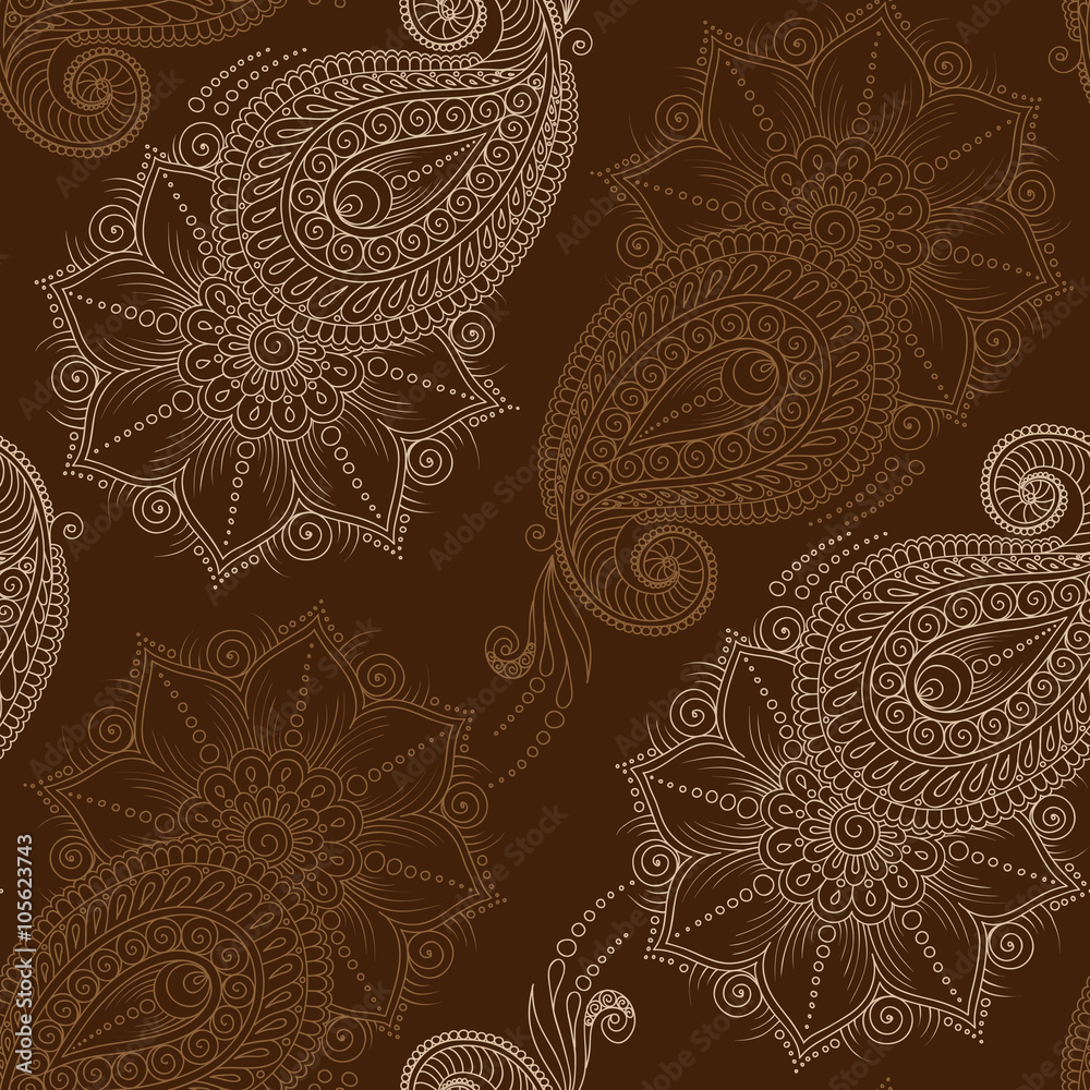 Henna Mehndi Tattoo Doodles Seamless Pattern Henna Mehndi Tattoo Doodles Seamless Pattern