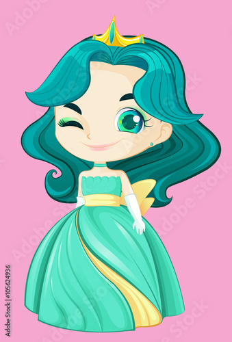 Princess with green-water dress