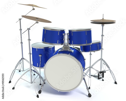 3d illustration of a drum set