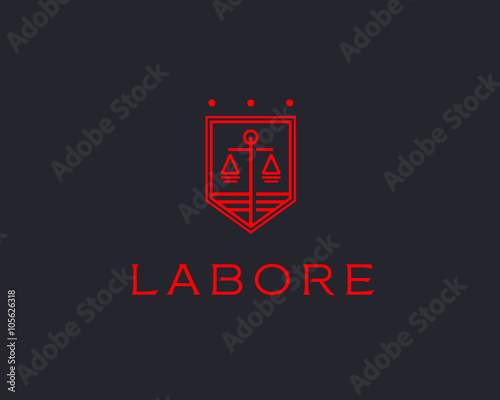 Law firm line trend logo icon vector design. Universal legal, lawyer, scales creative premium symbol. 