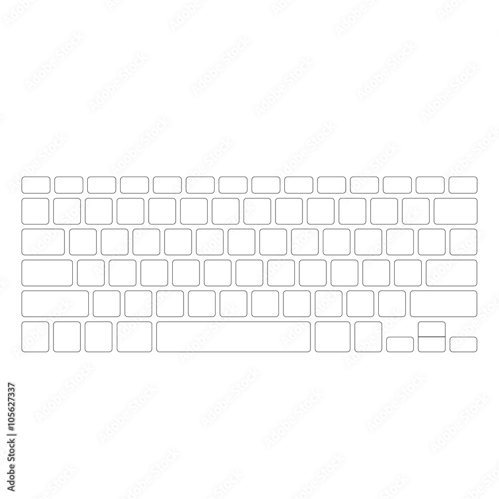 Blank white computer keyboard button layout template, vector illustration  eps 10 Stock Vector | Adobe Stock