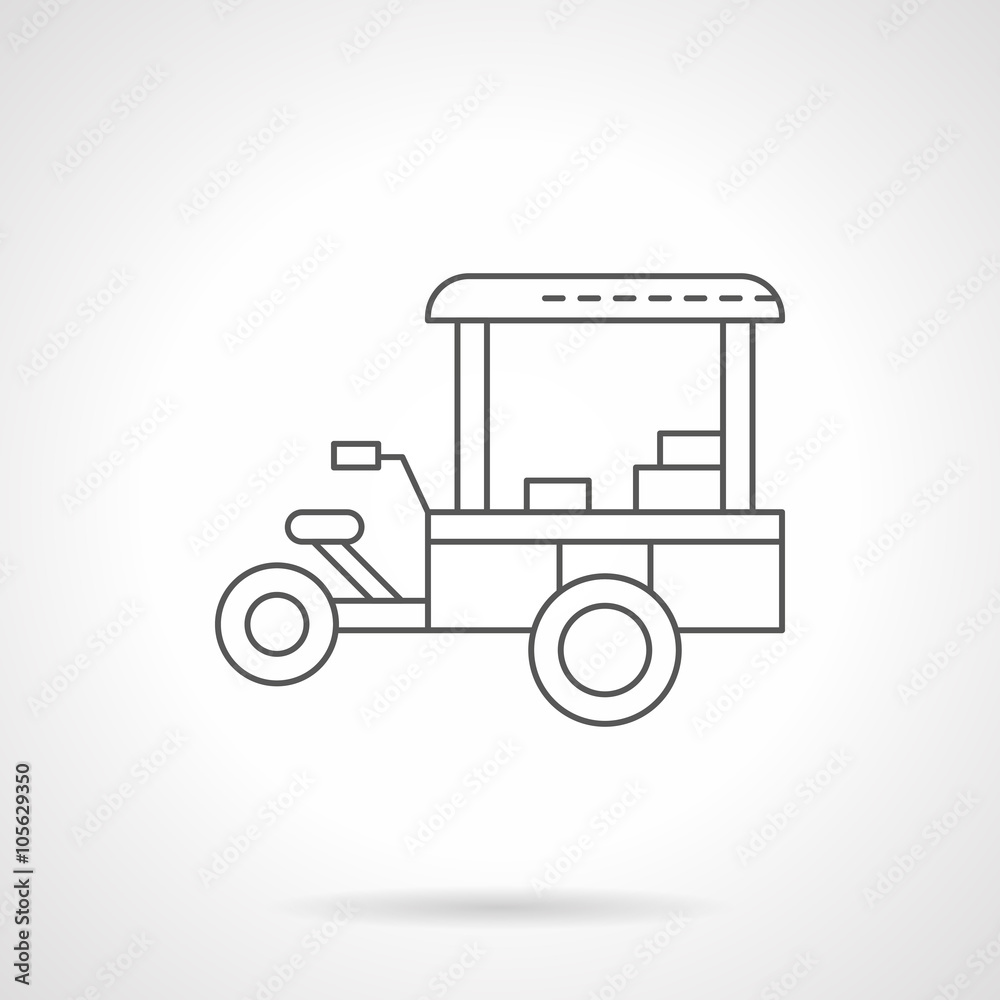 Coffee trailer flat thin line vector icon Coffee trailer flat thin line vector icon
