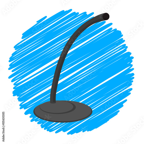 Realistic Desktop Microphone on blue bright background