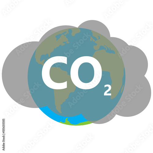 co2  icon cloud vector on earth, carbon dioxide emits symbol, sm