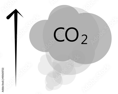 CO2 multilayer grey cloud on white background, urban smog