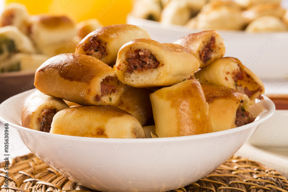 Brazilian snack. Pepperoni snacks portion. Brazilian snack. Pepperoni snacks portion.