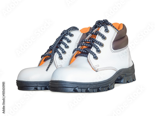  leather footware boot isolated in white