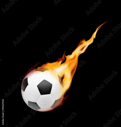 Soccer ball on fire. Vector illustration on white background. It can be used in promo, adv and etc.