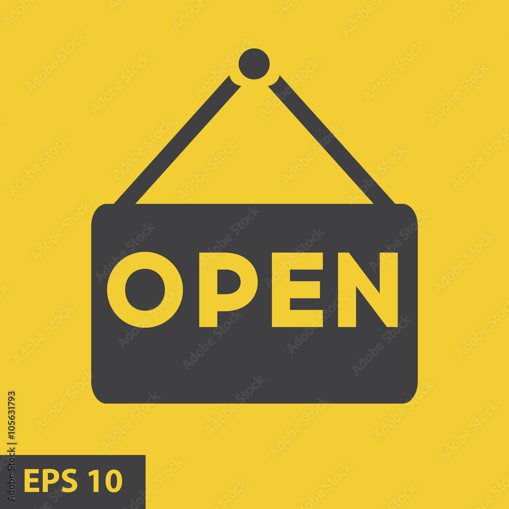 Open Icon. Open Sign. yellow icon. vector Open Icon. Open Sign. yellow icon. vector