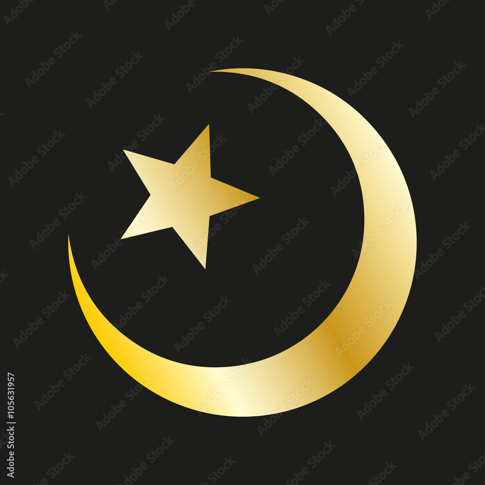 Star and crescent in gold. Islamic symbol Stock Vector | Adobe Stock