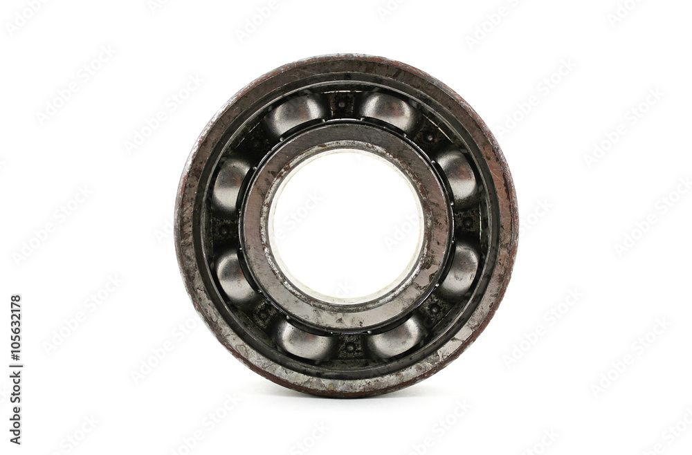 Old rusty bearing on a white background Old rusty bearing on a white background
