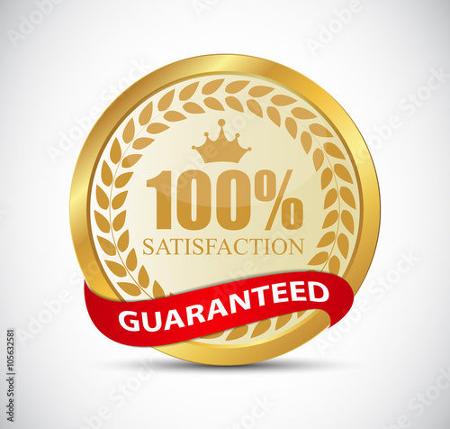 100 % Satisfaction Golden Label Vector Illustration