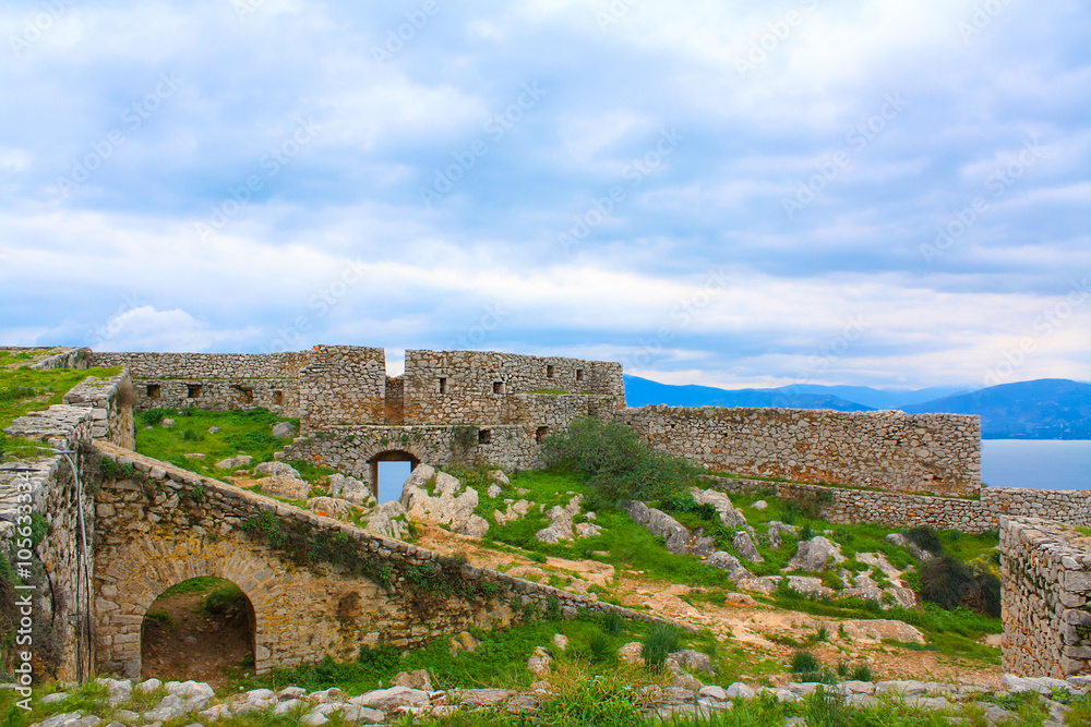 Palamidi castle near Nafplion city, Greece. The historical Palamidi Fortress in Nafplion, Argolis - Greece