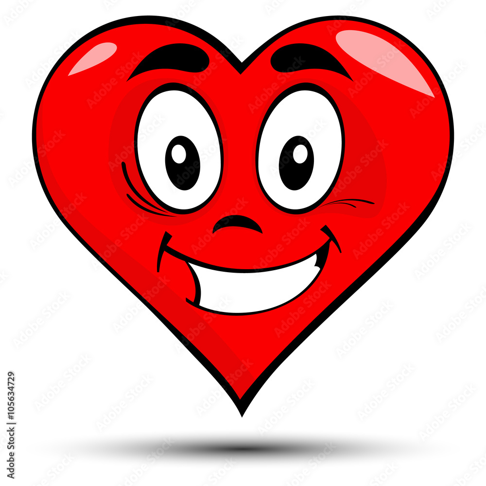 Vector of red heart with smile Vector of red heart with smile