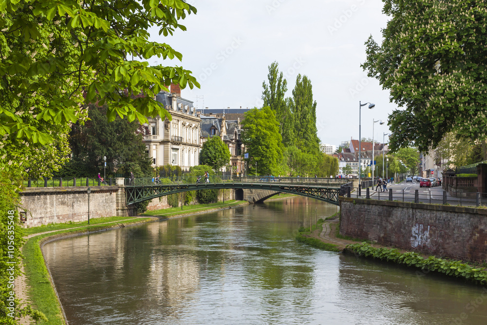 Embankment of Grand Ile river in City of Strasbourg, France Embankment of Grand Ile river in City of Strasbourg, France