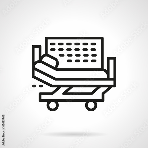 Hospital bed black line vector icon