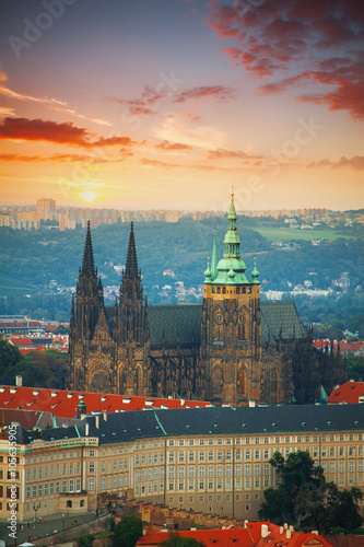  Vltava river and St.Vitus Cathedral in Prague