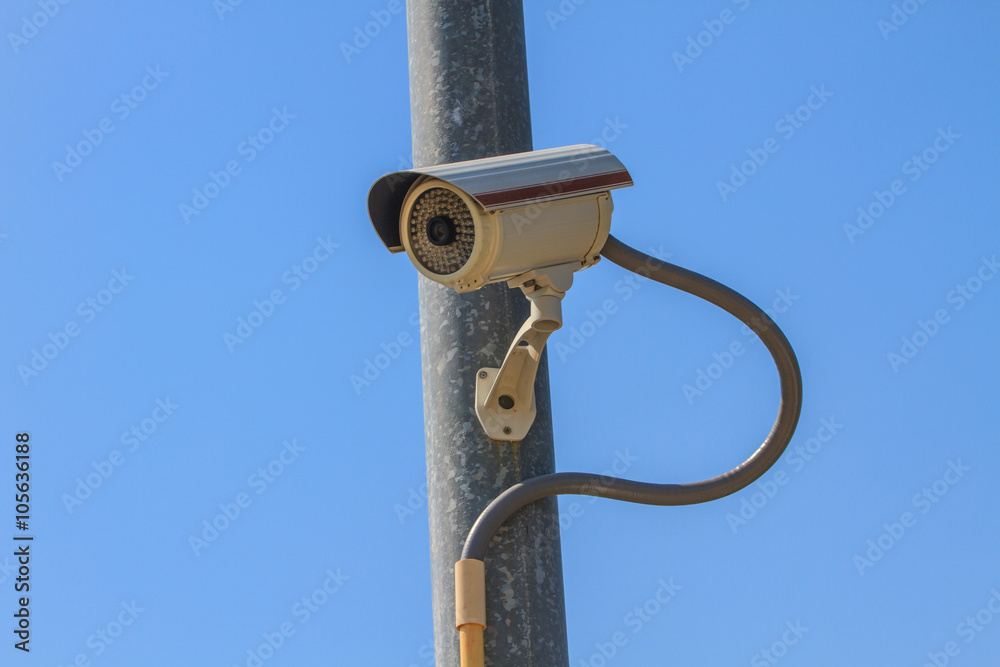 Fototapeta premium Closed circuit television on sky background