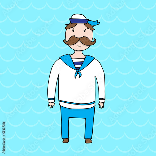 Cute young sailor with mustache