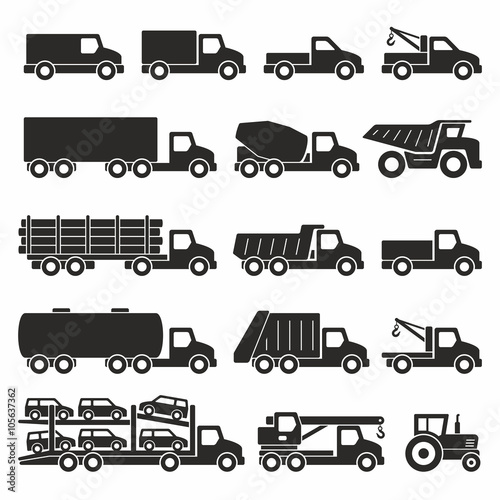 Canvas Print Trucks icons set